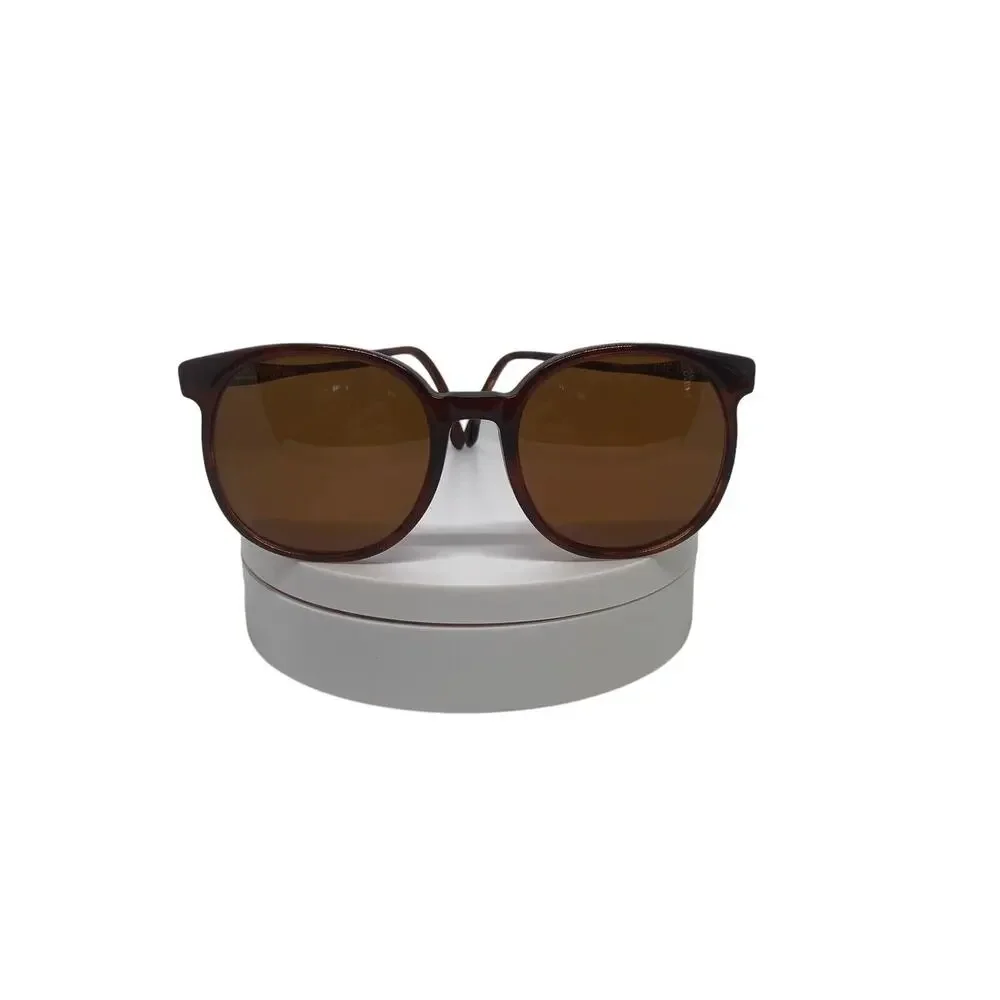 Vintage 1980s Pathway USA Opticolors 145 Demi Amber Round Horn Rimmed Sunglasses